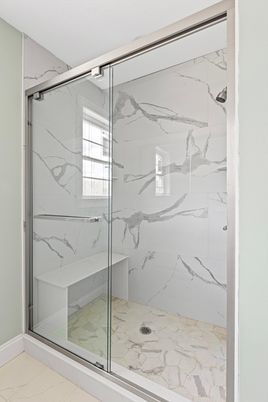 Bathroom, Glass Shower, Interior, Marble, Marble Walls