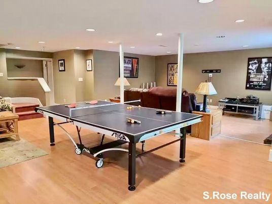 Game Room, Interior, Recessed Lighting, Wood Texture Flooring