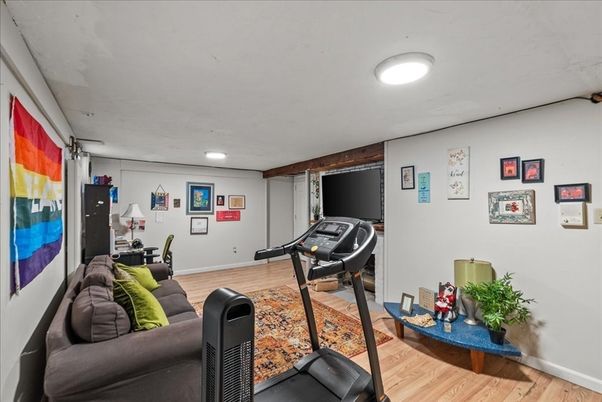 Dining room, Fitness Equipment, Interior, Recessed Lighting, Wood Texture Flooring
