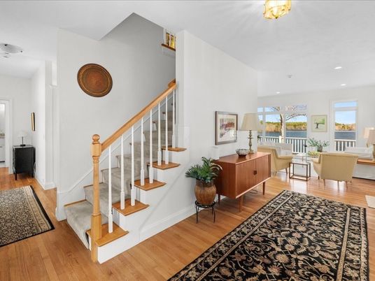 Dining room, Interior, Living room, Recessed Lighting, Wood Texture Flooring