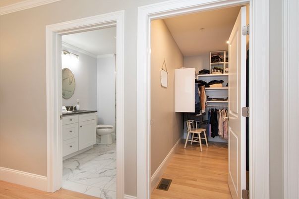 Bathroom, Interior, Marble, Walk-in Closets, Wood Texture Flooring