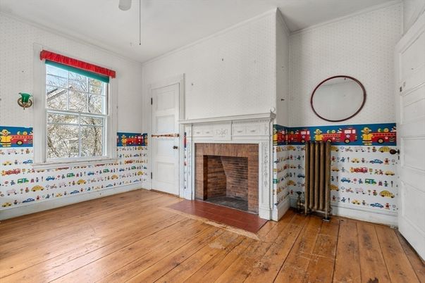 Empty room, Fireplace, Interior, Wood Texture Flooring