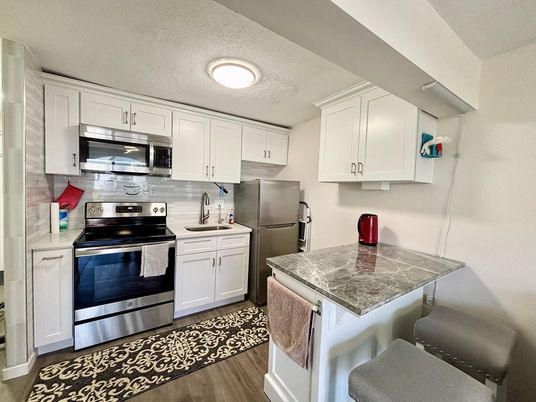 Interior, Kitchen, Stainless Steel Appliances, Wood Texture Flooring