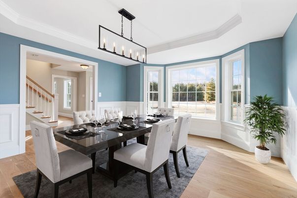 Chandelier, Dining room, Interior, Pendant Lights, Wood Texture Flooring