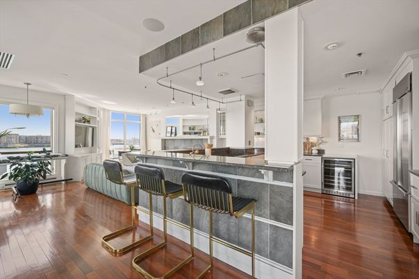 Interior, Kitchen, Pendant Lights, Recessed Lighting, Wood Texture Flooring