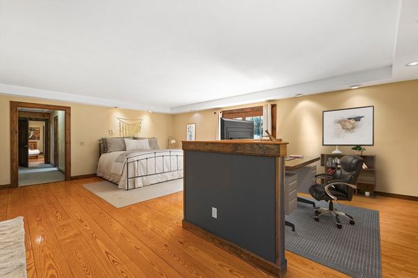 Bedroom, Home Office, Interior, Recessed Lighting, Wood Texture Flooring