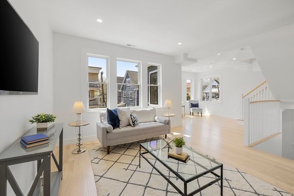 Interior, Living room, Recessed Lighting, Wood Texture Flooring