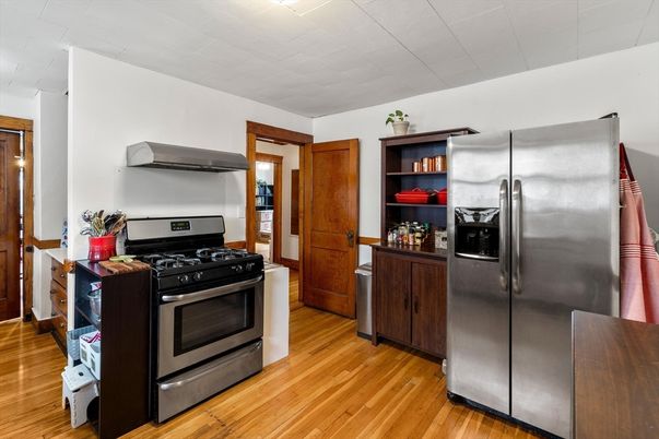 Interior, Kitchen, Stainless Steel Appliances, Wood Texture Flooring
