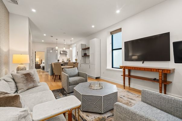 Dining room, Interior, Kitchen, Living room, Pendant Lights, Recessed Lighting, Wood Texture Flooring
