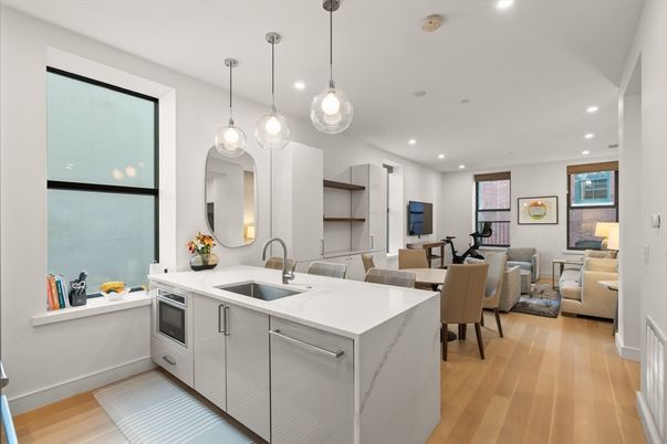 Dining room, Interior, Kitchen, Living room, Pendant Lights, Recessed Lighting, Wood Texture Flooring