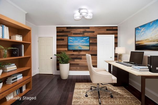 Home Office, Interior, Wood Texture Flooring, Wooden Walls