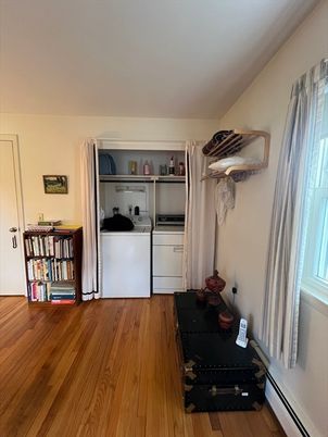 Interior, Washer, Wood Texture Flooring