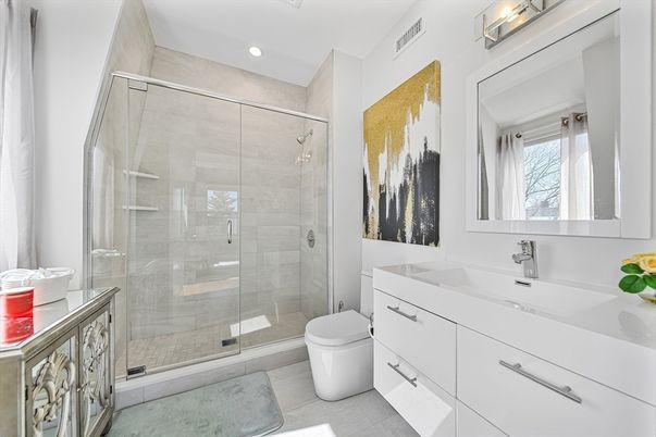 Bathroom, Glass Shower, Interior, Recessed Lighting