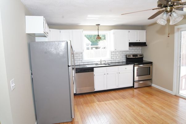 Interior, Kitchen, Pendant Lights, Stainless Steel Appliances, Wood Texture Flooring