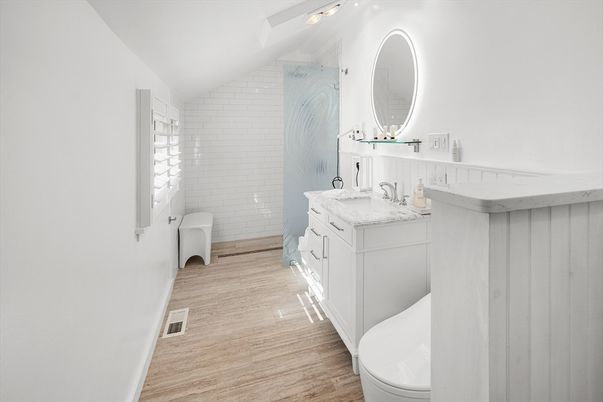 Bathroom, Dual Sink Vanities, Interior, Wood Texture Flooring