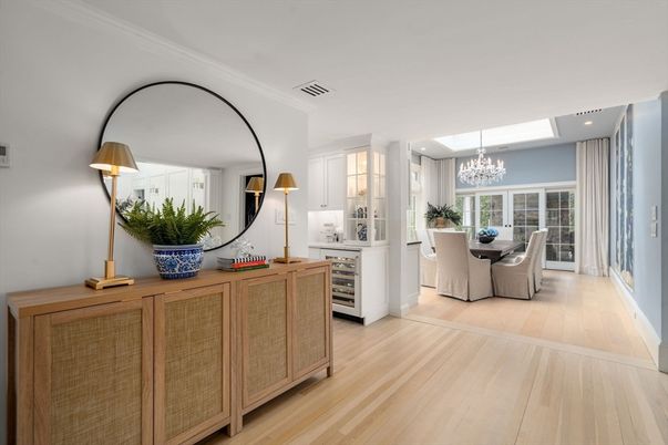 Chandelier, Dining room, Interior, Kitchen, Recessed Lighting, Wood Texture Flooring