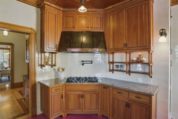 Interior, Kitchen, Pendant Lights, Wood Texture Flooring