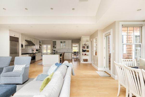 Interior, Kitchen, Living room, Recessed Lighting, Stainless Steel Appliances, Wood Texture Flooring