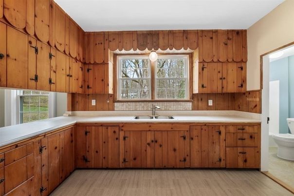 Bathroom, Interior, Kitchen, Wood Texture Flooring, Wooden Walls