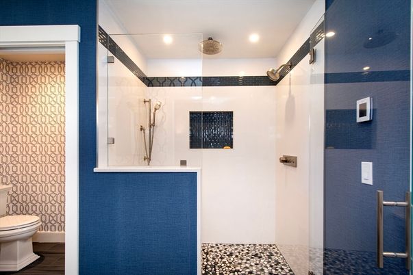 Bathroom, Glass Shower, Interior, Recessed Lighting