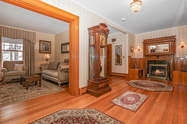 Fireplace, Interior, Wood Texture Flooring