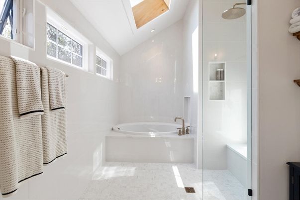 Bathroom, Glass Shower, Interior, Recessed Lighting