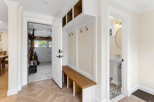 Bathroom, Interior, Recessed Lighting, Wood Texture Flooring