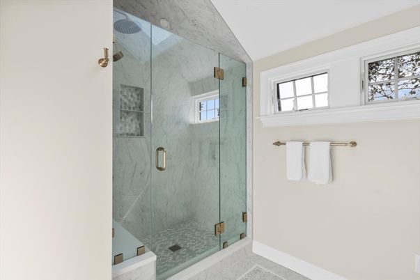 Bathroom, Glass Shower, Interior, Marble Walls