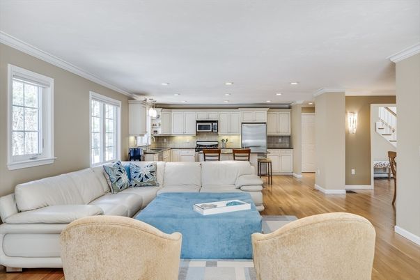 Interior, Kitchen, Living room, Recessed Lighting, Stainless Steel Appliances, Wood Texture Flooring