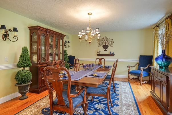 Chandelier, Dining room, Interior, Wood Texture Flooring