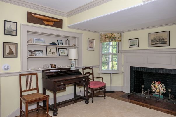 Fireplace, Home Office, Interior, Wood Texture Flooring