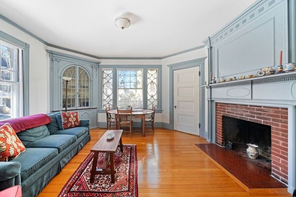 Dining room, Fireplace, Interior, Wood Texture Flooring