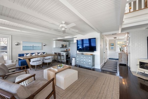 Dining room, Fireplace, Interior, Kitchen, Living room, Wood Texture Flooring