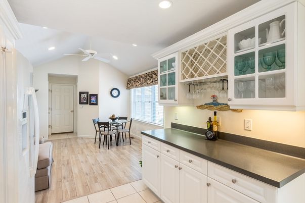 Dining room, Interior, Recessed Lighting, Wood Texture Flooring