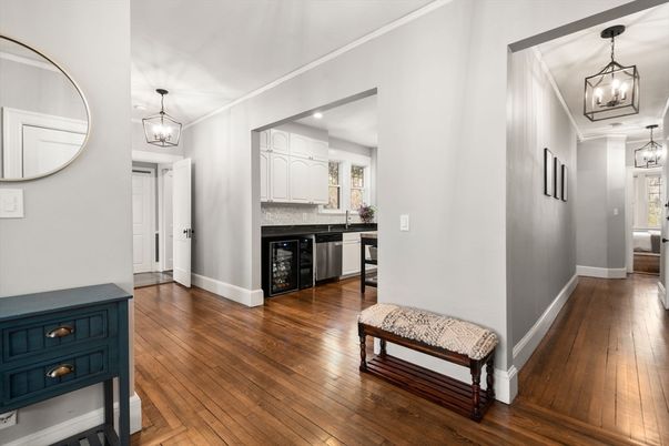 Interior, Kitchen, Pendant Lights, Wood Texture Flooring