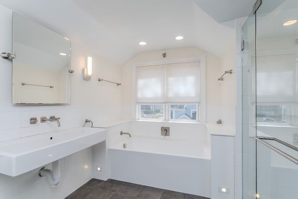 Bathroom, Dual Sink Vanities, Glass Shower, Interior, Recessed Lighting