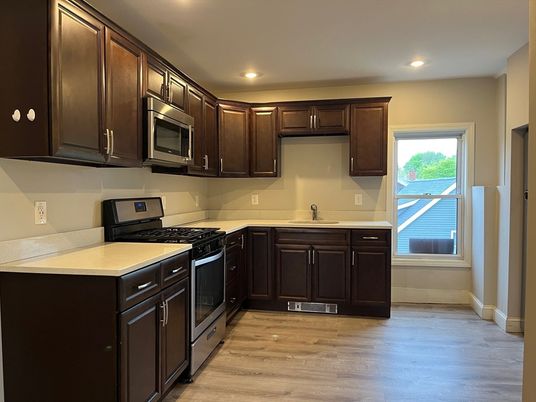 Interior, Kitchen, Recessed Lighting, Wood Texture Flooring