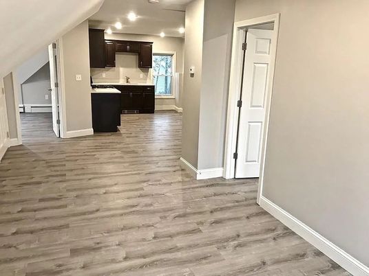 Interior, Kitchen, Recessed Lighting, Wood Texture Flooring
