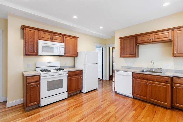 Interior, Kitchen, Recessed Lighting, Wood Texture Flooring