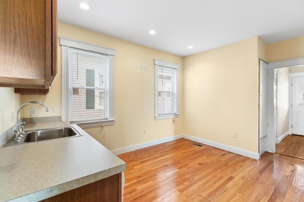Interior, Kitchen, Recessed Lighting, Wood Texture Flooring