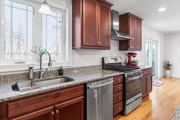 Interior, Kitchen, Pendant Lights, Recessed Lighting, Wood Texture Flooring