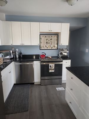 Interior, Kitchen, Stainless Steel Appliances, Wood Texture Flooring