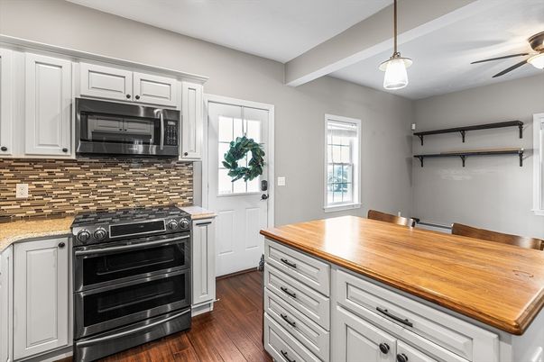 Interior, Kitchen, Pendant Lights, Stainless Steel Appliances, Wood Texture Flooring