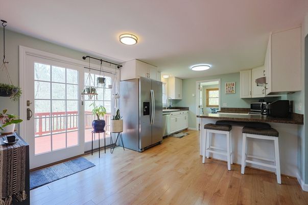 Interior, Kitchen, Pendant Lights, Stainless Steel Appliances, Wood Texture Flooring