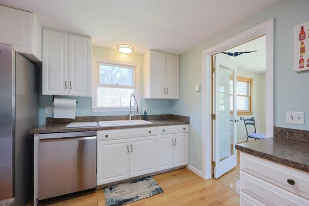Interior, Kitchen, Stainless Steel Appliances, Wood Texture Flooring