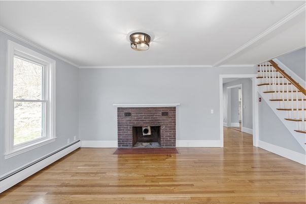 Empty room, Fireplace, Interior, Wood Texture Flooring