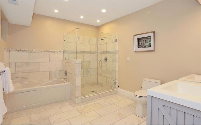 Bathroom, Glass Shower, Interior, Recessed Lighting