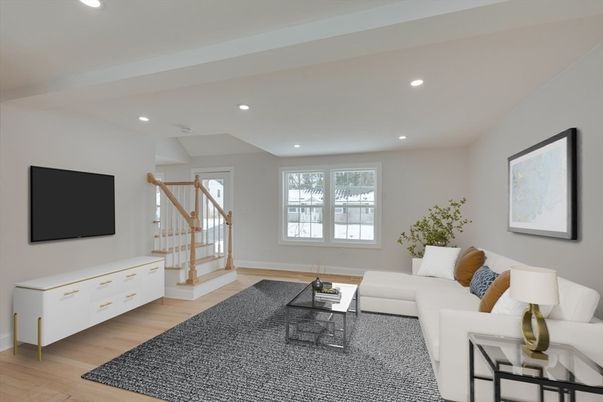 Interior, Living room, Recessed Lighting, Wood Texture Flooring