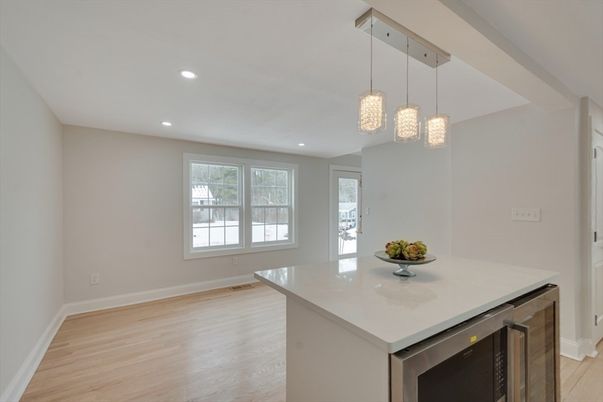 Interior, Kitchen, Pendant Lights, Recessed Lighting, Wood Texture Flooring