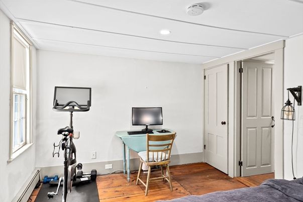 Fitness Equipment, Home Office, Interior, Recessed Lighting, Wood Texture Flooring